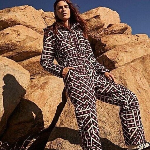 FREE PEOPLE Movement All Prepped Printed SKI SUIT Sz S Waterproof Insulated NEW - Picture 3 of 13